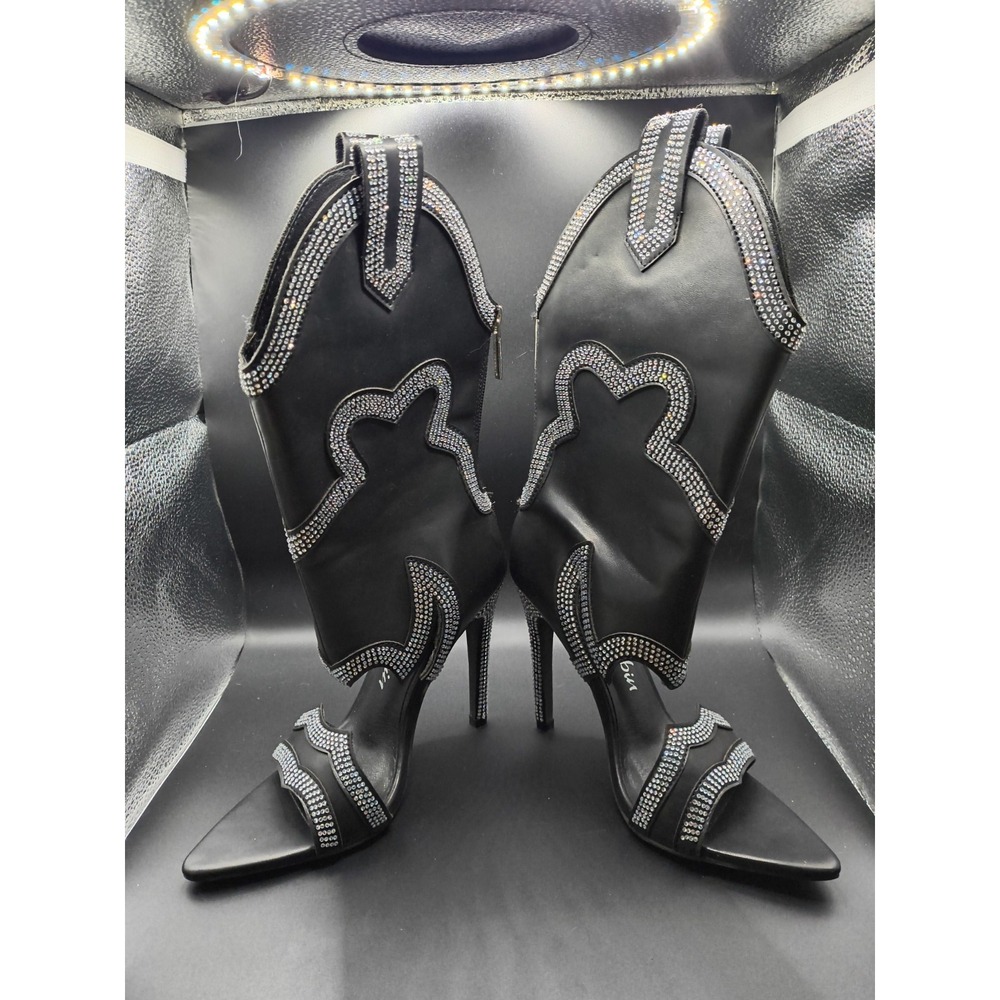 Cape Robbin Nayaye Rhinestone Western Cutout Cowboy Stiletto Heels 6 Womens - Picture 3 of 11